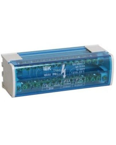 Шина «N» нулевая на DIN-рейку в корпусе 2Х15 групп IEK YND10-2-15-125 в Назрани Аксессуары для стоек и шкафов Pintop.ru