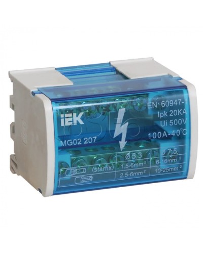 Шины на DIN-рейку в корпусе (кросс-модуль) L+PEN 2х7 IEK YND10-2-07-100 в Назрани Вентиляторные модули Pintop.ru