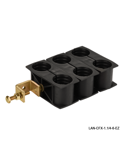 Комплект крепления для 6-ти коаксиальных кабелей диаметром 1-1/4, со струбциной LANMASTER LAN-CFX-1.1/4-6-EZ в Назрани Аксессуары для стоек и шкафов Pintop.ru