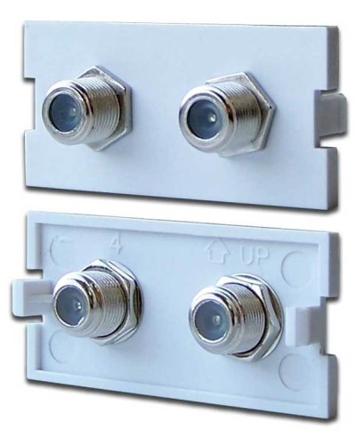 Вставка модульная с 2хF адаптерами в розетку LAN-MB, белая LANMASTER LAN-MBP-2TV/F-WH в Назрани Коннекторы Pintop.ru