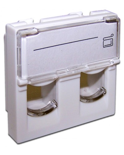 Вставка 45x45 на 2 модуля, со шторкой и увеличенным окном маркировки, белая LANMASTER (LAN-SIP-24L-WH) в Назрани Коннекторы и разъемы Pintop.ru