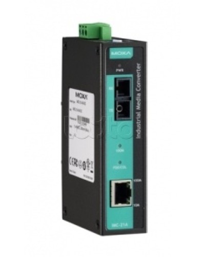 Медиаконвертер Ethernet 10/100BaseTX в 100BaseFX (SC) с расширенным диапазоном температур Moxa IMC-21A-S-SC-T в Назрани Медиаконвертеры Pintop.ru