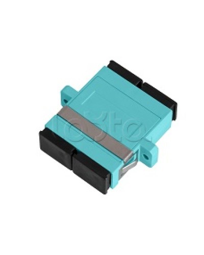 Адаптер NIKOMAX волоконно-оптический, соединительный, многомодовый, стандарта OM3, SC/UPC-SC/UPC, двойной, пластиковый, без шторки, с фланцами, аква, уп-ка 2шт. NIKOMAX (NMF-OA2M3-FN-SCU-SCU-AQ-2) в Назрани Проходные адаптеры и розетки оптические Pint