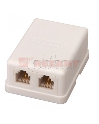 Розетка телефонная 2x6P-4C (50шт/уп) REXANT 03-0002 в Назрани Блоки розеток Pintop.ru