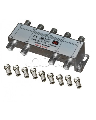Делитель телевизионный ТВx8 + 9 шт. F BOX 5-1000 МГц Silver (5шт/уп) REXANT 05-6105 в Назрани Системы видеонаблюдения Pintop.ru