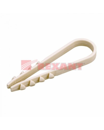 Дюбель-хомут 19-25, белый (100шт/уп) REXANT 07-4503 в Назрани Стяжки-хомуты Pintop.ru