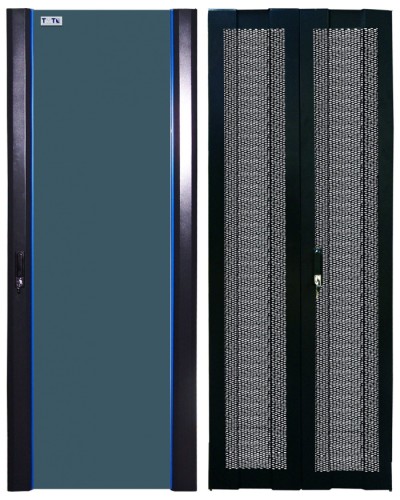 Комплект дверей 42U, 600 мм, черный, передняя - стекло, задняя - распашная перфорированна TWT TWT-CBB-DR42-6x-S-GP в Назрани Аксессуары для стоек и шкафов Pintop.ru