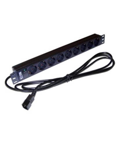 Блок розеток 19 9 шт. без выключателя, 10A 250V, шнур питания с вилкой C14, 3.0 м TWT TWT-PDU19-10A9P4-3.0 в Назрани Блоки розеток Pintop.ru
