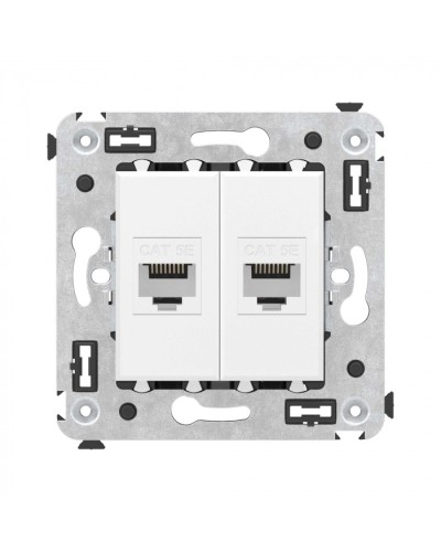 Компьютерная розетка RJ-45 без шторки в стену, кат.5е двойная, Avanti, Белое облако DKC 4400664 в Назрани Розетки компьютерные и телефонные Pintop.ru