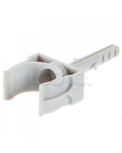 Держатель с дюбелем без шурупа для гофрированной или жесткой гладкой трубы D20 мм, без галогена Экопласт 41420HF в Назрани Держатели, клипсы, скобы Pintop.ru