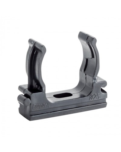 CF25G Держатель (клипса), без галогена, для труб D25мм, цвет чёрный (10шт) Экопласт (41725-10HF-BL) в Назрани Держатели, клипсы, скобы Pintop.ru