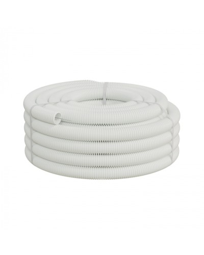 Труба ПП HF-FR гофрир. тяжелая, с зондом, без галогена, ПЛЛ 40мм Экопласт (61140HFR-W) - Труба ПП HF-FR гофрир. тяжелая, с зондом, без галогена, ПЛЛ диам.40мм ПВ-0 (20м) цвет белый 1 палл.=840м Экопласт в Назрани Труба гофрированная Pintop.ru