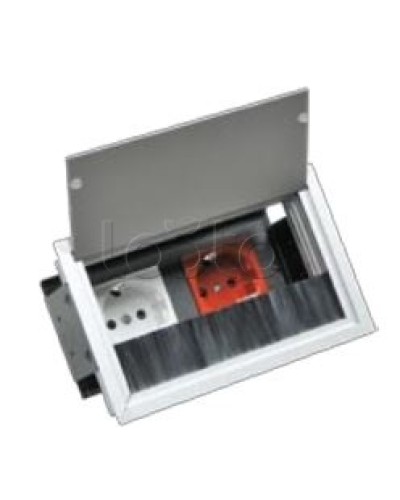 Люк настольный встраиваемый на 2 модуля (45х45мм) с крышкой, алюминий IP20 Экопласт 70042 в Назрани Системы лючков и колонн Pintop.ru