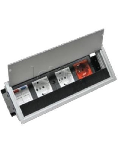 Люк настольный встраиваемый на 4 модулей (45х45мм) с крышкой, алюминий IP20 Экопласт 70044 в Назрани Системы лючков и колонн Pintop.ru