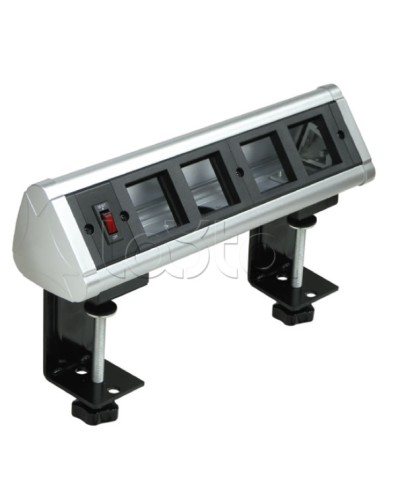 Блок настольный с выключателем нагрузки на 4 модуля (45х45мм) на струбцинах (алюминий) Экопласт 70314 в Назрани Аксессуары для кабель-канала Pintop.ru