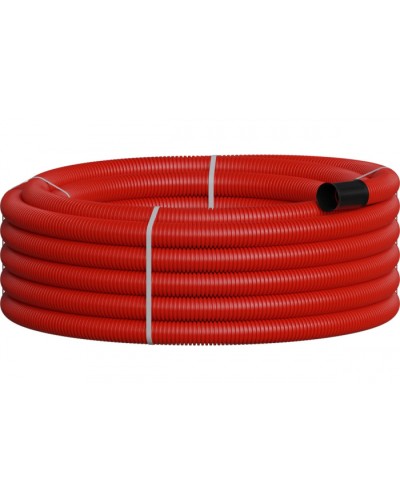 NR075 Двустенная труб.а ПНД гибкая, тип 450, SN18, с зондом, D75мм (20м) цвет красный Экопласт 801075-20 в Назрани Гладкая труба Pintop.ru