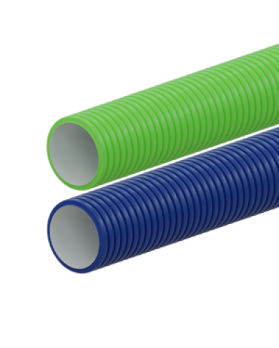 Вентиляционная труба гибкая двустенная для воздуховода (ПНД), антистатическая и антибактериальная D75мм, цвет синий (1шт=50м) Экопласт (803075BU) в Назрани Труба гофрированная Pintop.ru
