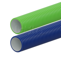 Вентиляционная труба гибкая двустенная для воздуховода (ПНД), антистатическая и антибактериальная D75мм, цвет зелёный (1шт=50м) Экопласт (803075GN)