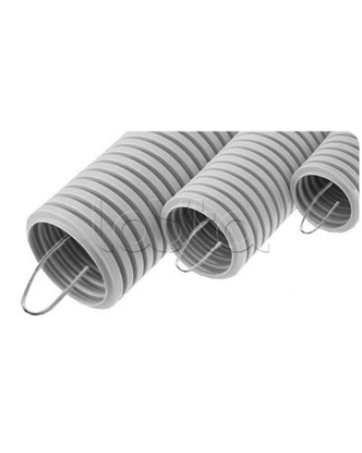 NR040 Усиленная двустен. труба ПНД гибкая, тип 750, SN49, с зондом, D40мм (50м) цвет красный Экопласт (821040) в Назрани Труба гофрированная Pintop.ru