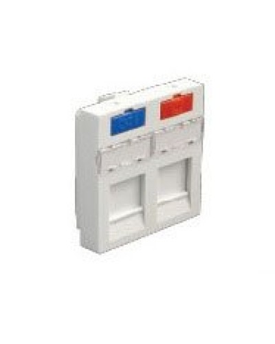 Лицевая панель (накладка) информационной розетки, 45х45 мм, 2 входа Экопласт (87002) в Назрани Розетки компьютерные и телефонные Pintop.ru