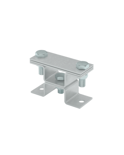 Универсальный держатель на мостовой опоре двойной для полосы до 40 мм с 2 пластинами TD КМ-профиль (XUDMO2-B40 TD) в Назрани Аксессуары для лотков Pintop.ru