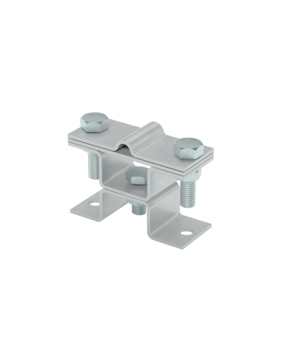 Универсальный держатель на мостовой опоре двойной для прутка Ø 5-8 мм и полосы до 40 мм с 2 пластинами КМ-профиль (XUDMO2-D5-8-B40) в Назрани Аксессуары для лотков Pintop.ru