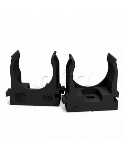 Крепеж-клипса для труб атмосферостойкая для монтажного пистолета черная в п/э d25 мм (100шт/700шт уп/кор) Промрукав (PR13.0407) в Назрани Держатели, клипсы, скобы Pintop.ru