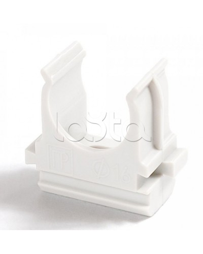 Крепёж-клипса для труб Полистирол белая д16 (100шт/2000шт уп/кор) Промрукав (PR.02716б) в Назрани Держатели, клипсы, скобы Pintop.ru