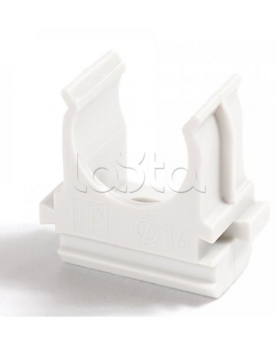 Крепёж-клипса для труб Полистирол белая д40 (15шт/300шт уп/кор) Промрукав (PR.02740б) в Назрани Держатели, клипсы, скобы Pintop.ru