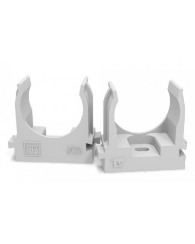 Крепеж-клипса для труб для монтажного пистолета серая в п/э д25 (100шт/700шт уп/кор) Промрукав (PR13.0121) в Назрани Держатели, клипсы, скобы Pintop.ru