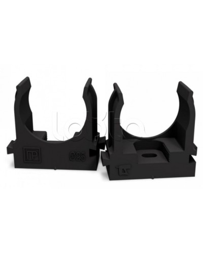 Крепеж-клипса для труб для монтажного пистолета черная в п/э д25 (100шт/700шт уп/кор) Промрукав (PR13.0133) в Назрани Держатели, клипсы, скобы Pintop.ru