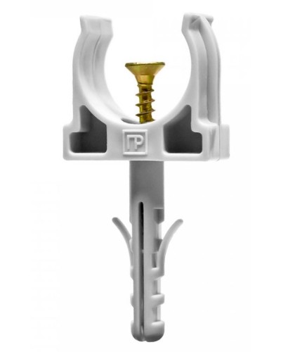 Крепеж-клипса с дюбелем и саморезом серая д20 в малой упаковке (10шт/900шт уп/кор) Промрукав (PR13.0308) в Назрани Крепеж: Дюбели, шурупы, саморезы Pintop.ru