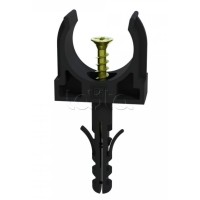 Крепеж-клипса с дюбелем и саморезом черная д20 в малой упаковке (10шт/900шт уп/кор) Промрукав (PR13.0312)