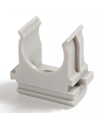 Крепёж-клипса для труб д16 безгалогенная (HF) атмосферостойкая серая (100шт/2000шт уп/кор) Промрукав (PR13.0344) в Назрани Держатели, клипсы, скобы Pintop.ru