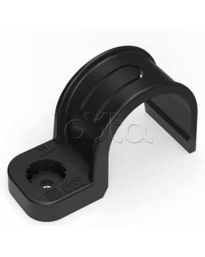 Крепеж-скоба пластиковая односторонняя для прямого монтажа черная в п/э д32 Промрукав (PR13.0375) в Назрани Держатели, клипсы, скобы Pintop.ru