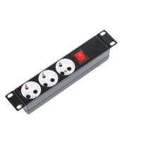 Блок силовых розеток 10" без шнура с выключателем, 3 розетки (черный) ЦМО БР-3П-10-9005