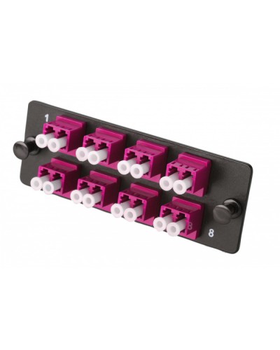 Комплект планка Q-SLOT с 8 адаптерами дуплекс LC OM4, монтажные шнуры, КДЗС Eurolan (38M-40-2L-08BL) в Назрани Кроссы оптические Pintop.ru