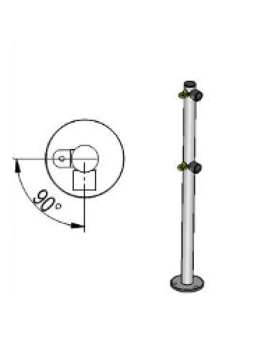 Стойка ограждения L-образная под поворотные створку и секцию 2 полупетли с крепежом, 2 муфты с крепежом справа Oxgard Стойка ограждения с 2-мя полупетлями L-образная права (ВЗР 1996.09.01) в Назрани Ограждения Pintop.ru