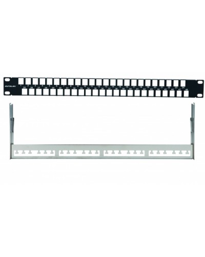 Наборная коммутационная панель 19”, 1U, 48 портов UTP/FTP Eurolan (27F-00-48BL) в Назрани Патч-панели Pintop.ru