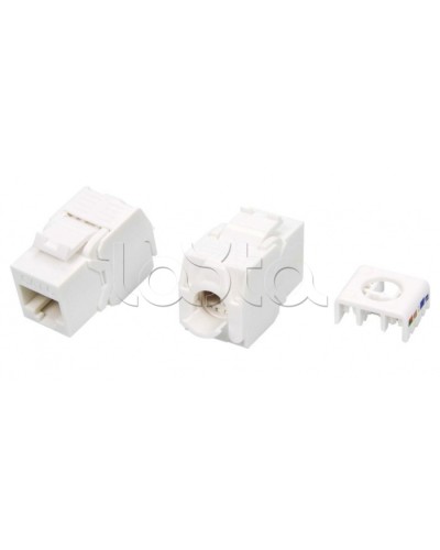 Вставка Keystone Jack RJ-45(8P8C) Hyperline KJ8-8P8C-C6-180-TLS-WH в Назрани Модули Keystone Pintop.ru