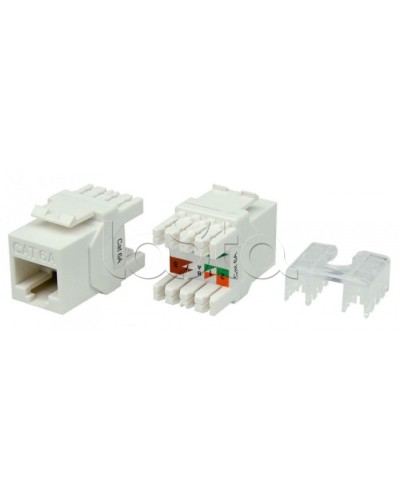 Вставка Keystone Jack RJ-45(8P8C) Hyperline KJ8-8P8C-C6A-180-WH в Назрани Модули Keystone Pintop.ru