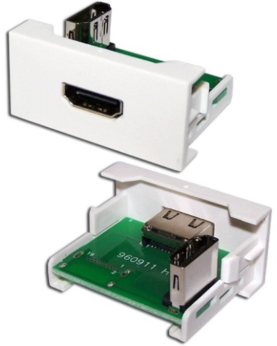 Вставка Mosaic 22.5x45 с адаптером HDMI 90 градусов, мама, белая LANMASTER (LAN-WA-LP-HD90F-WH) в Назрани Коннекторы и разъемы Pintop.ru