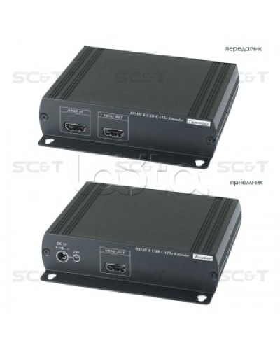 Удлинитель HDMI KVM (комплект приёмник + передатчик) по Ethernet до 120м (CAT5e) SC&T HKM01E в Назрани Видеоусилители, Модуляторы, Делители Pintop.ru