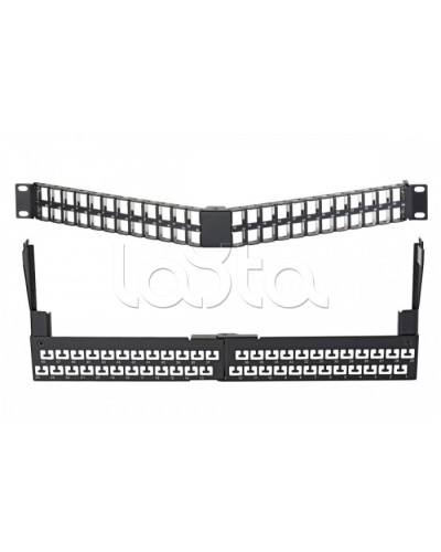 Коммутационная угловая панель 19” наборная, FTP, 1U, 48 портов, черный Eurolan (27A-00-48-01BL) в Назрани Патч панель Pintop.ru