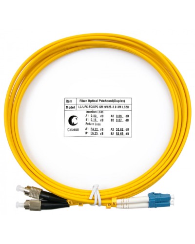 Шнур оптический duplex LC-FC 9/125 sm 3м LSZH Cabeus FOP(d)-9-LC-FC-3m в Назрани Патч-корды оптические Pintop.ru