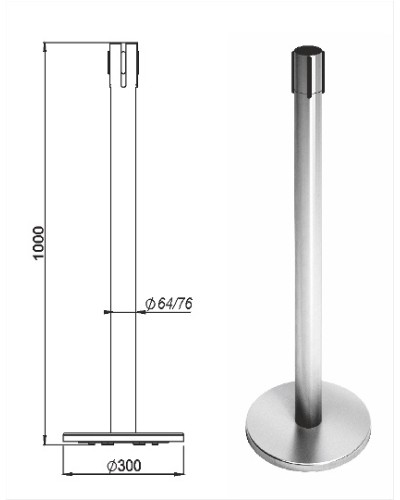 Стойка ограждения передвижная с ремнем Oxgard Стойка ограждения передвижная с ремнем (5 метров черный) (ВЗР2387.01) в Назрани Ограждения Pintop.ru