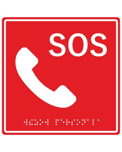 Табличка тактильная с пиктограммой SOS с трубкой Hostcall MP-010R2 в Назрани Система оповещения и трансляции Hostcall Pintop.ru